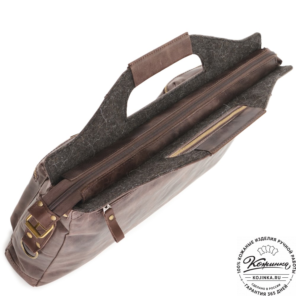  Универсальный кожаный портфель "Диего" (темно-коричневый антик) 